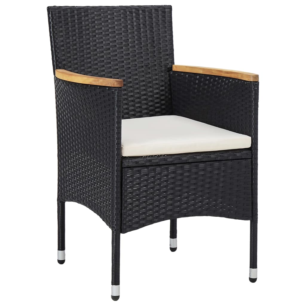 Patio Dining Chairs 2 Pcs Poly Rattan Black