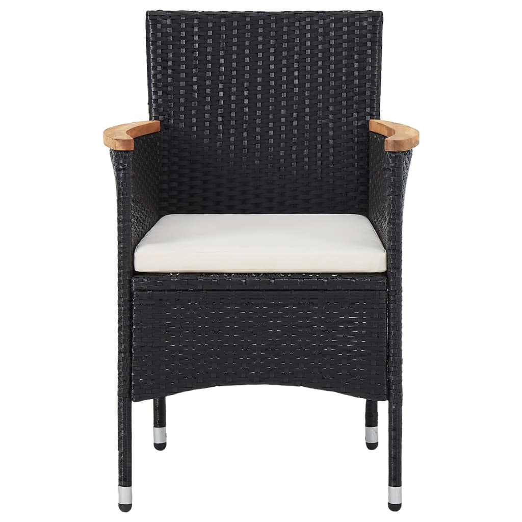 Patio Dining Chairs 2 Pcs Poly Rattan Black