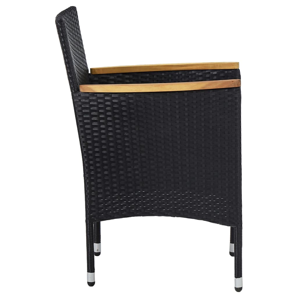 Patio Dining Chairs 2 Pcs Poly Rattan Black