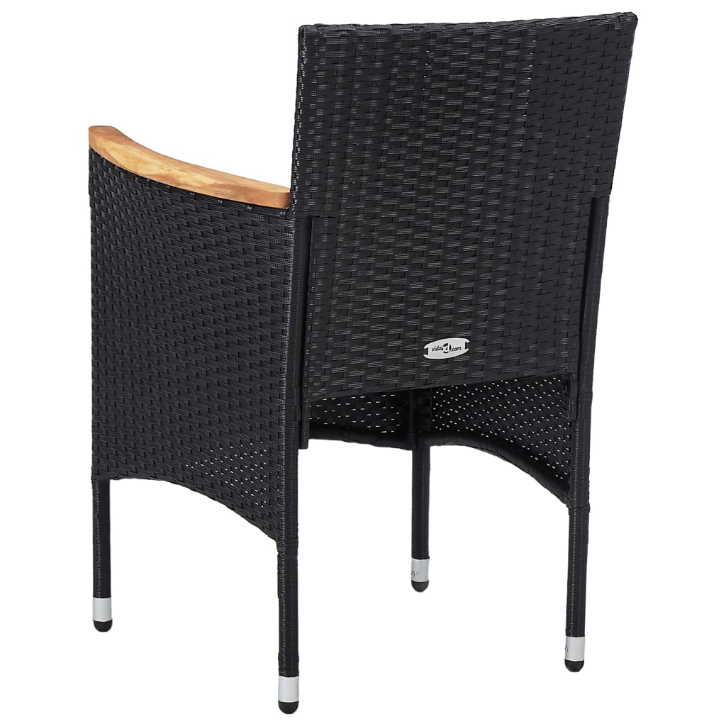 Patio Dining Chairs 2 Pcs Poly Rattan Black