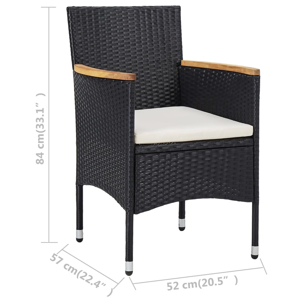 Patio Dining Chairs 2 Pcs Poly Rattan Black