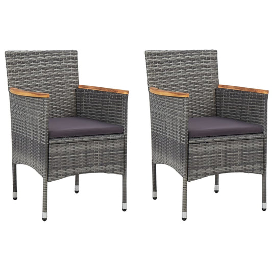 Patio Dining Chairs 2 Pcs Poly Rattan Gray