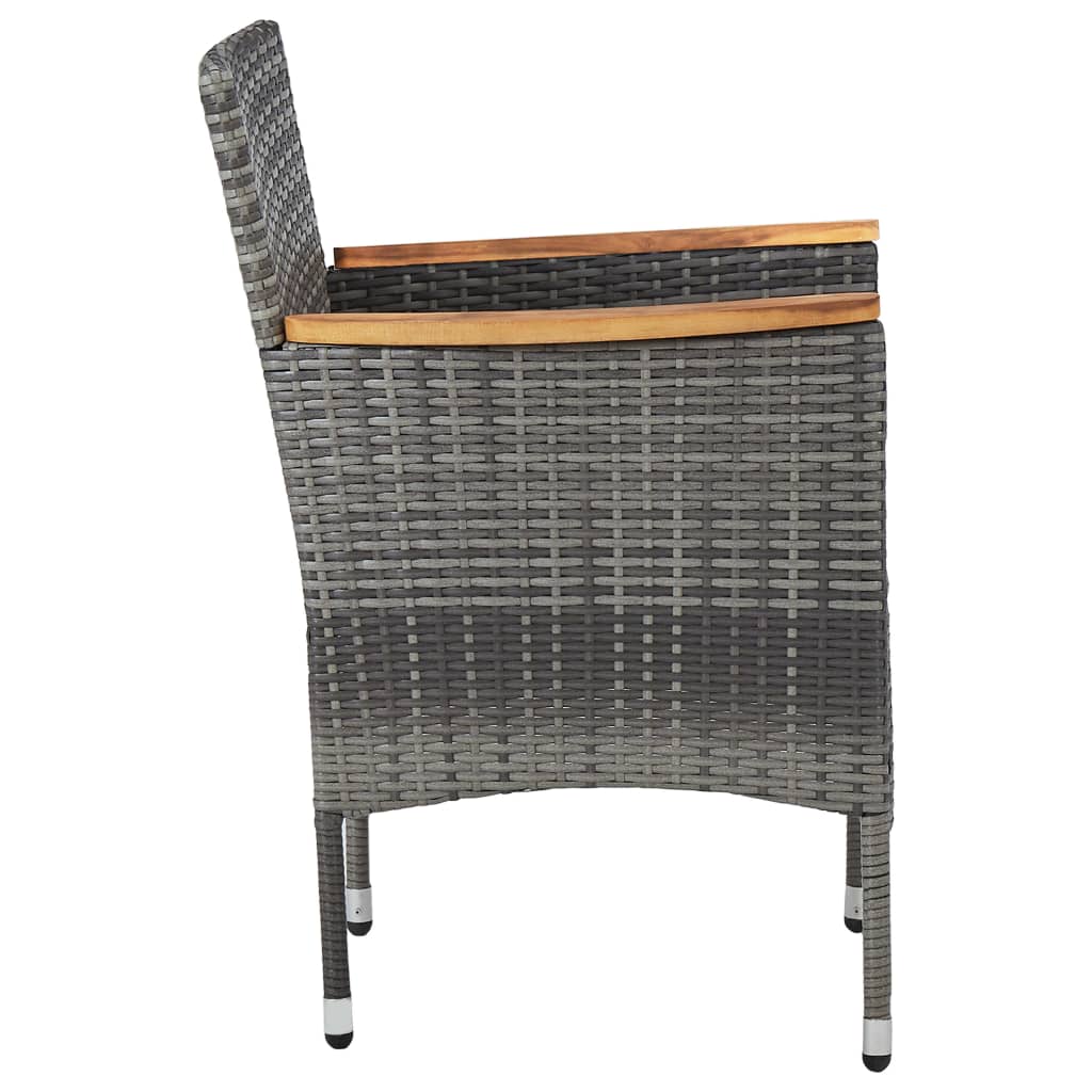 Patio Dining Chairs 2 Pcs Poly Rattan Gray