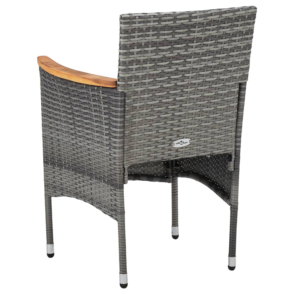 Patio Dining Chairs 2 Pcs Poly Rattan Gray