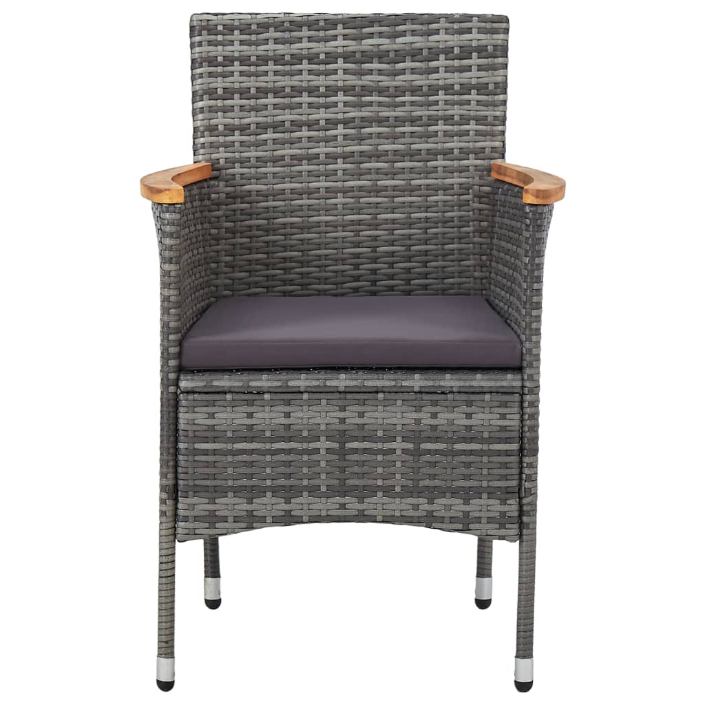 Patio Dining Chairs 2 Pcs Poly Rattan Gray