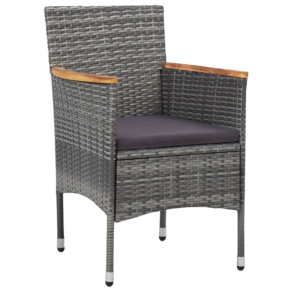 Patio Dining Chairs 2 Pcs Poly Rattan Gray