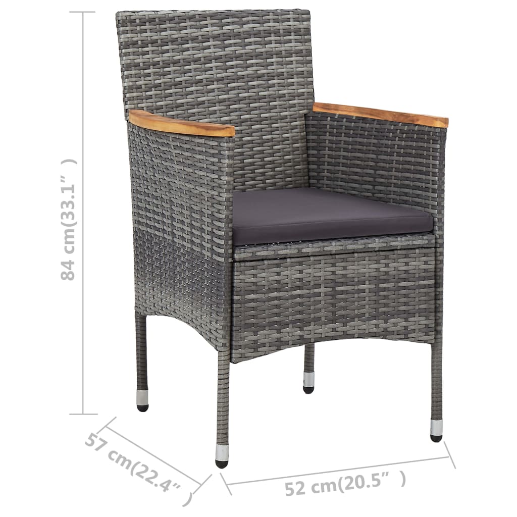 Patio Dining Chairs 2 Pcs Poly Rattan Gray