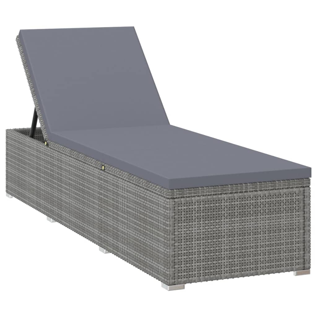 Sun Lounger With Cushion Poly Rattan