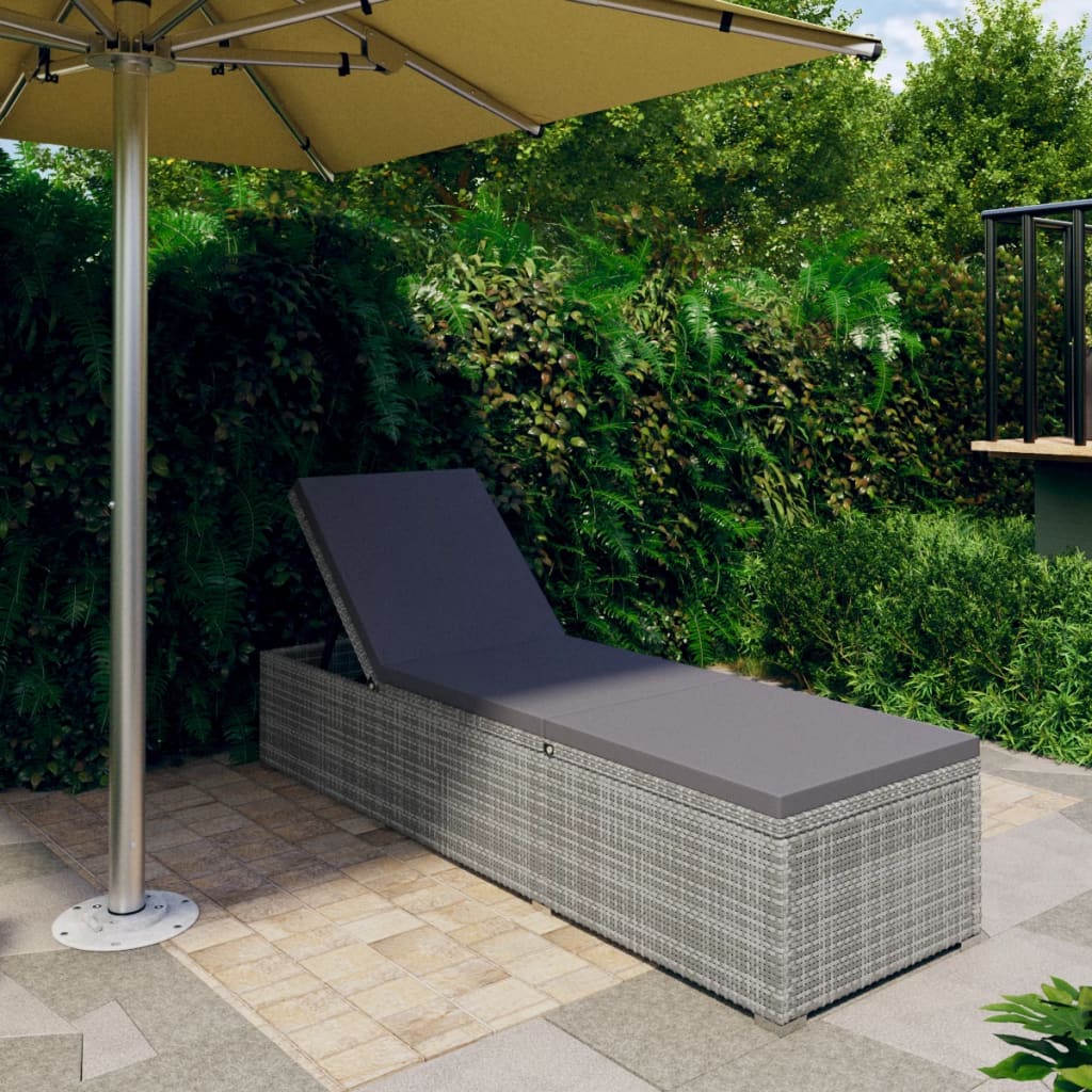 Sun Lounger With Cushion Poly Rattan