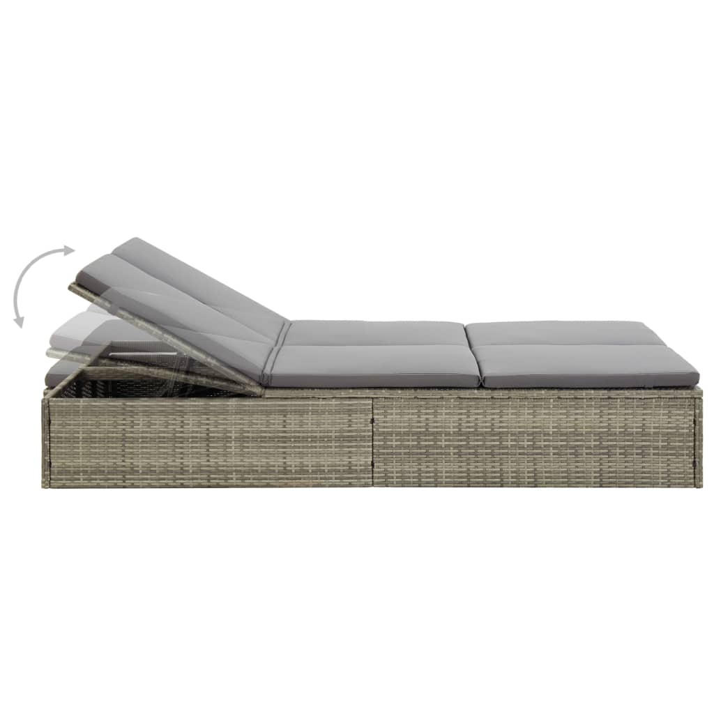 Convertible Sun Bed With Cushion Poly Rattan