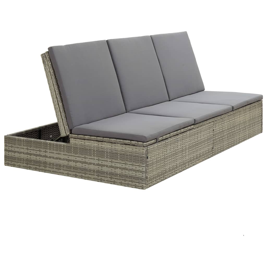 Convertible Sun Bed With Cushion Poly Rattan