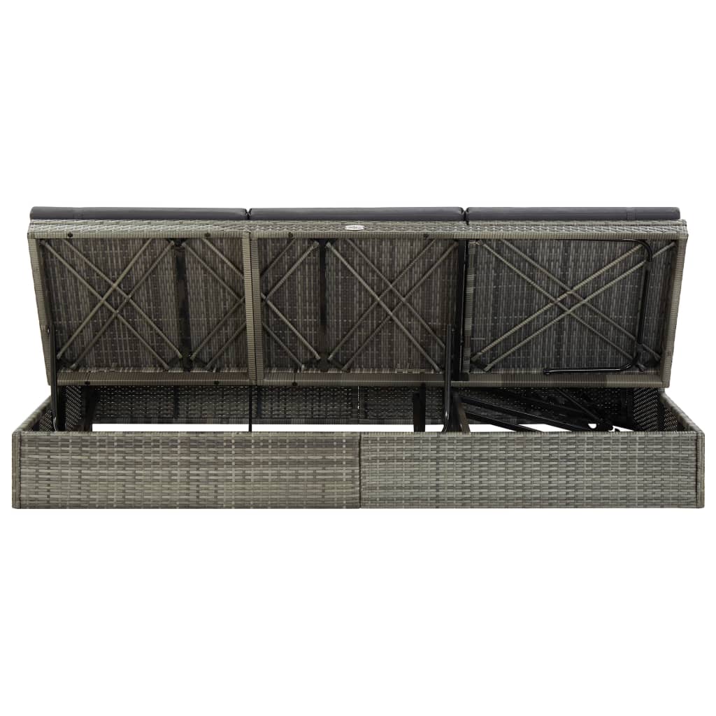 Convertible Sun Bed With Cushion Poly Rattan