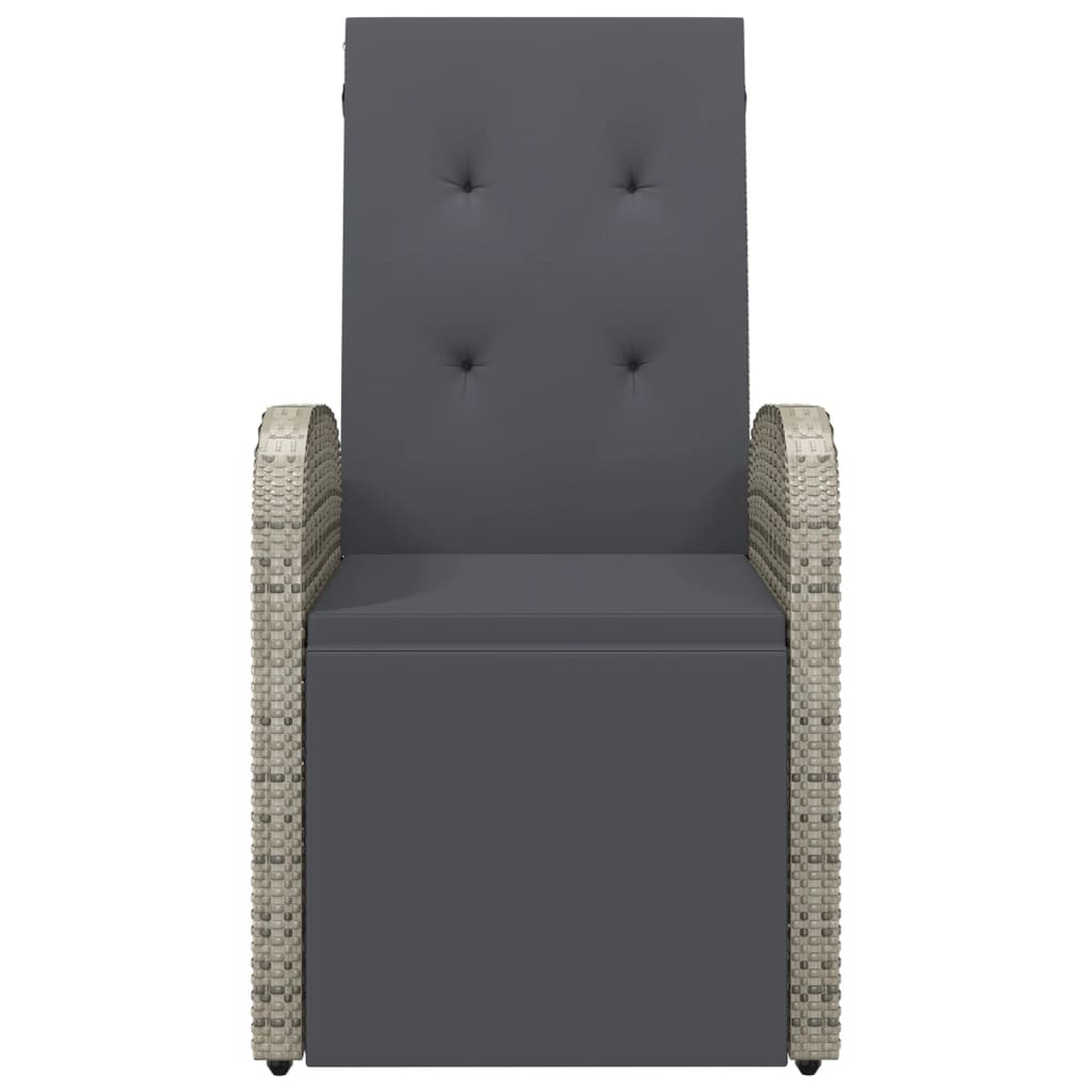 Reclining Patio Chair With Cushion Poly Rattan Gray