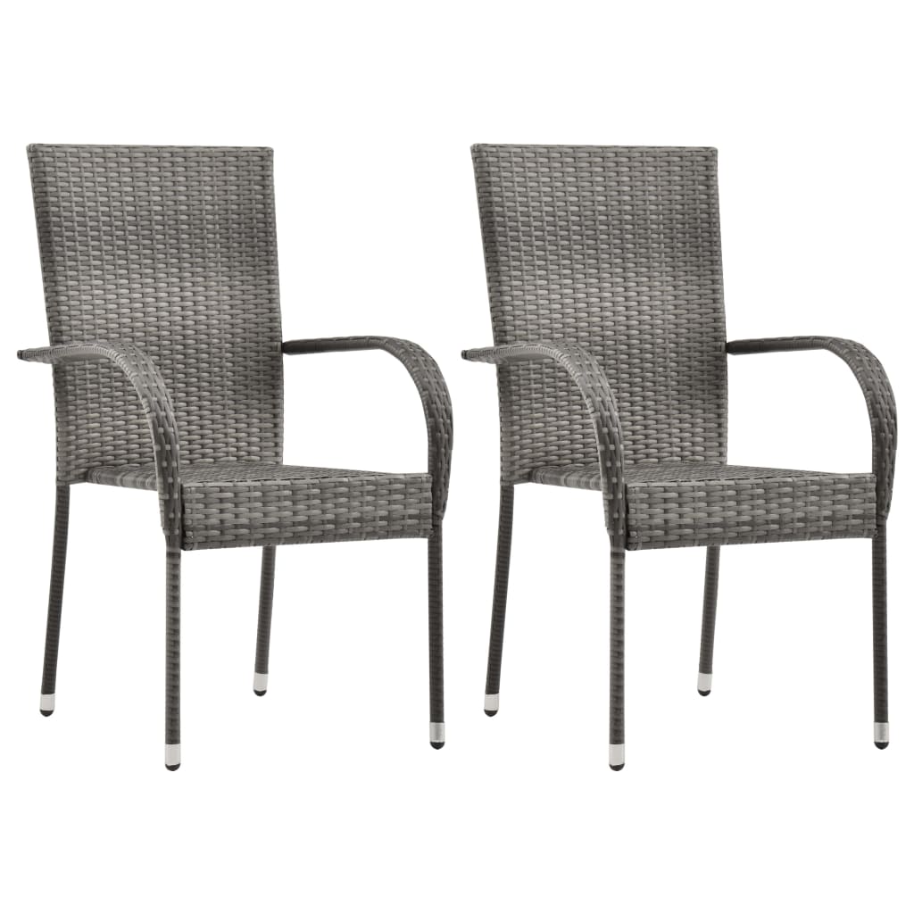 Stackable Patio Chairs 2 Pcs Poly Rattan