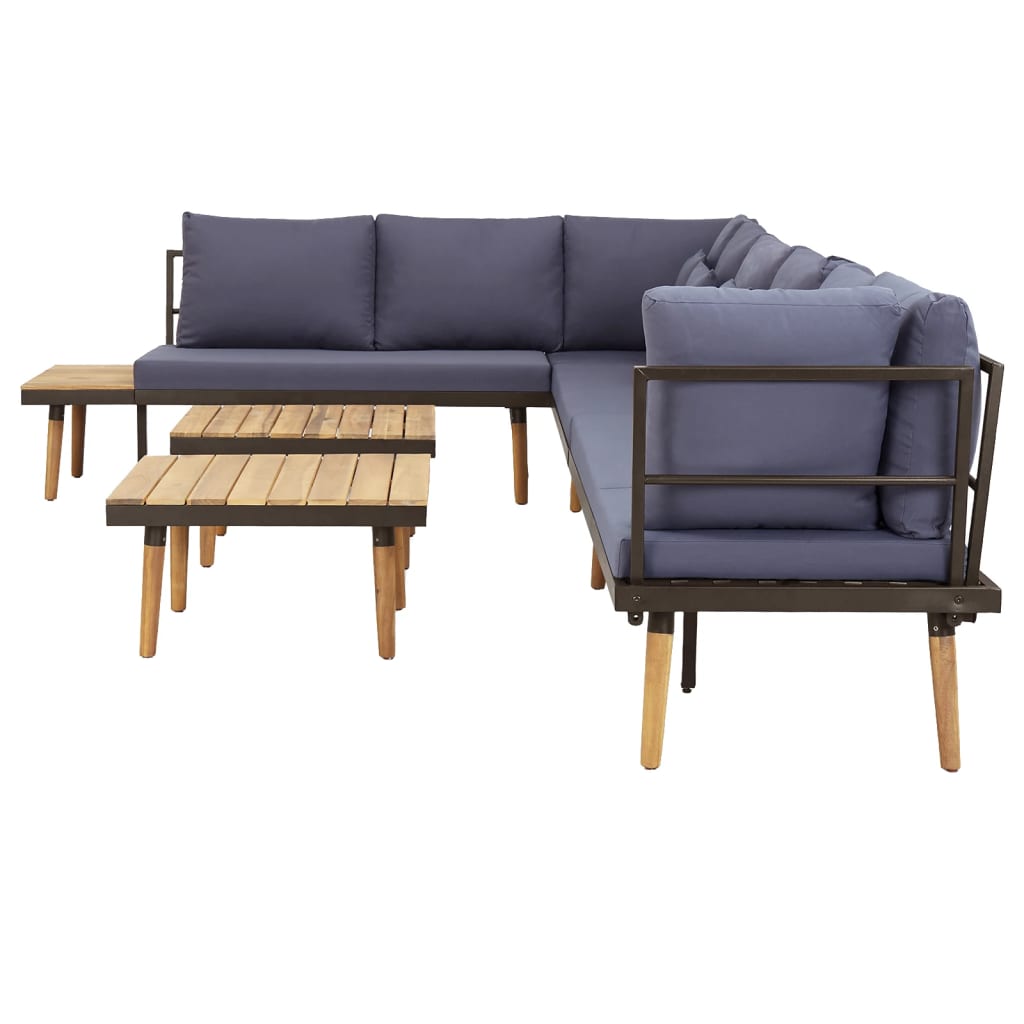 8-Seater Patio Lounge Set With Cushions Solid Acacia Wood