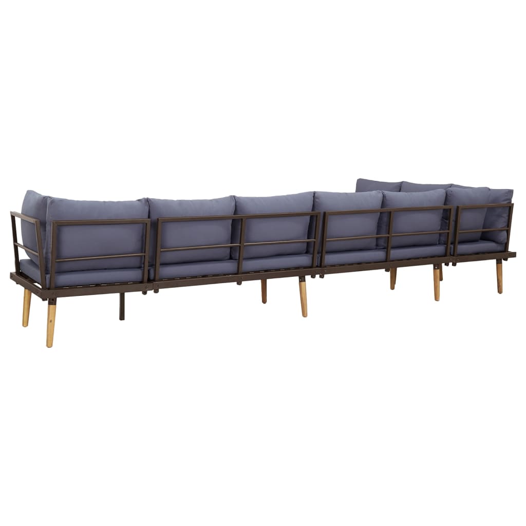 8-Seater Patio Lounge Set With Cushions Solid Acacia Wood