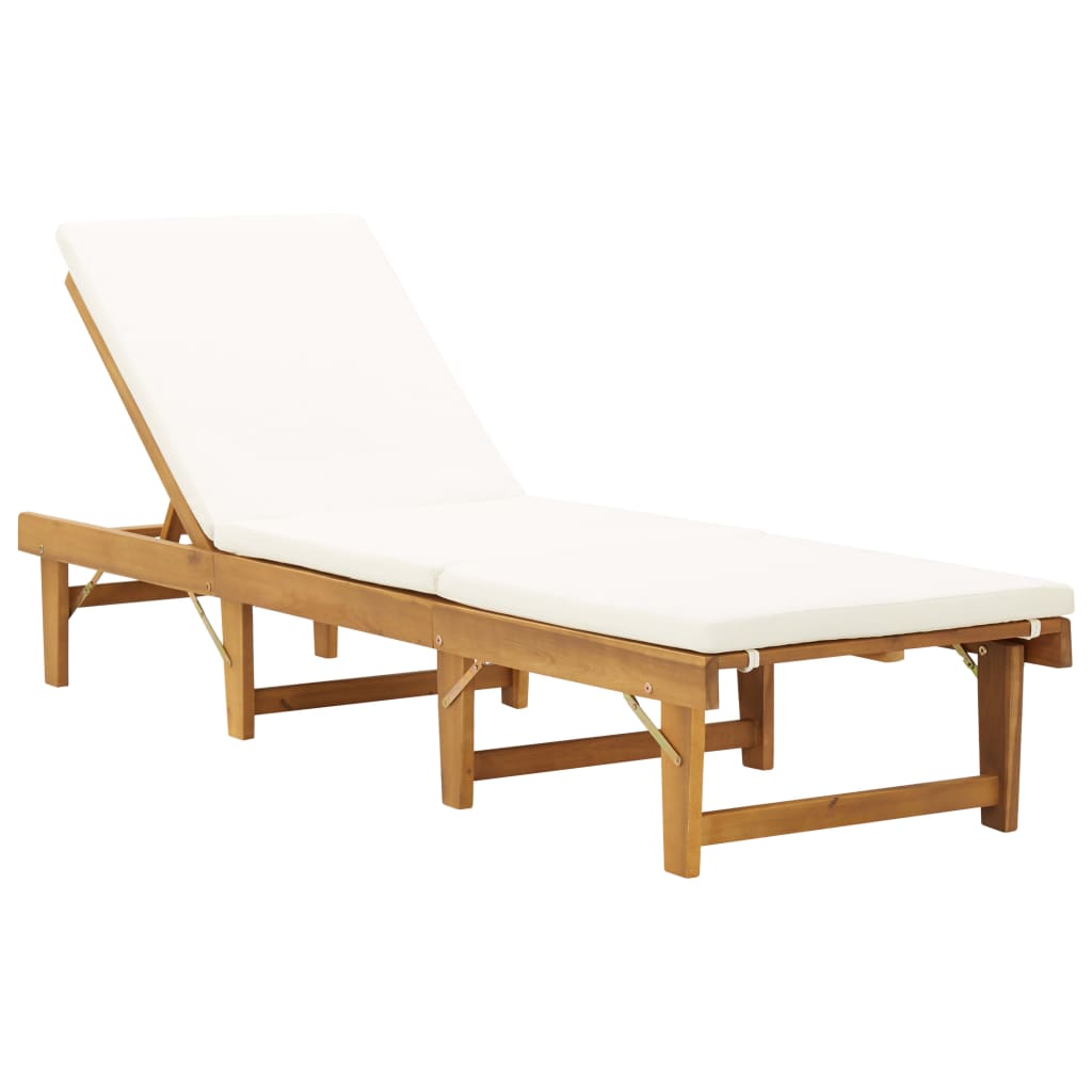 Folding Sun Lounger Solid Acacia Wood