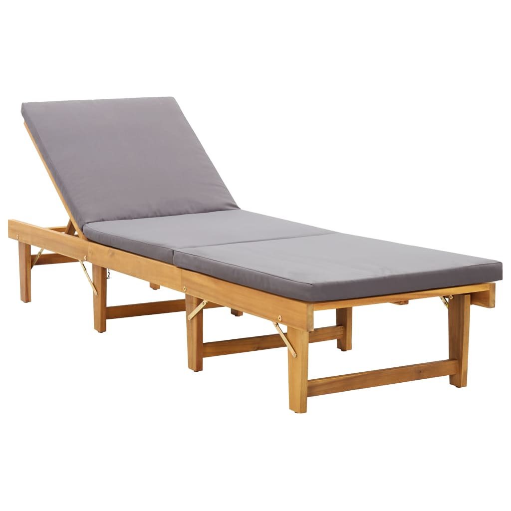 Folding Sun Lounger Solid Acacia Wood