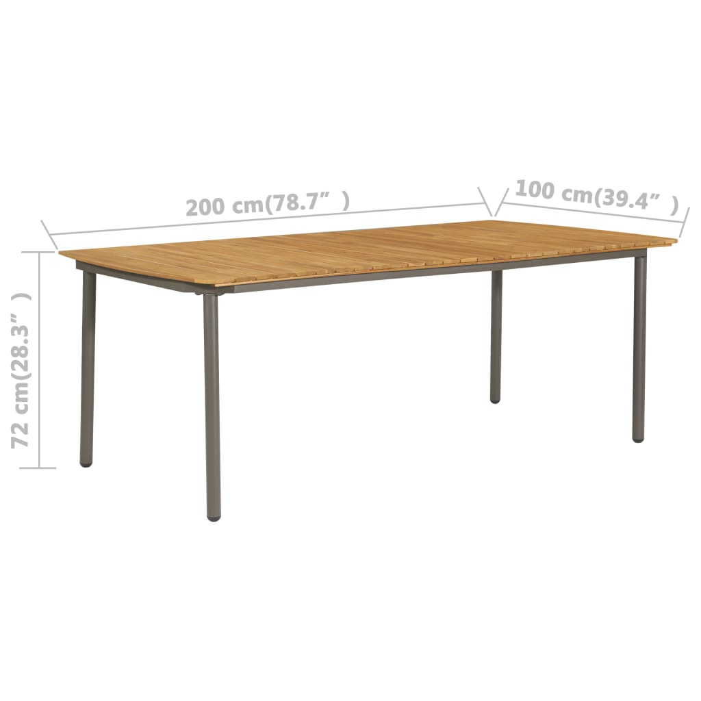 Patio Table 78.7&quot;X39.4&quot;X28.3&quot; Solid Acacia Wood And Steel