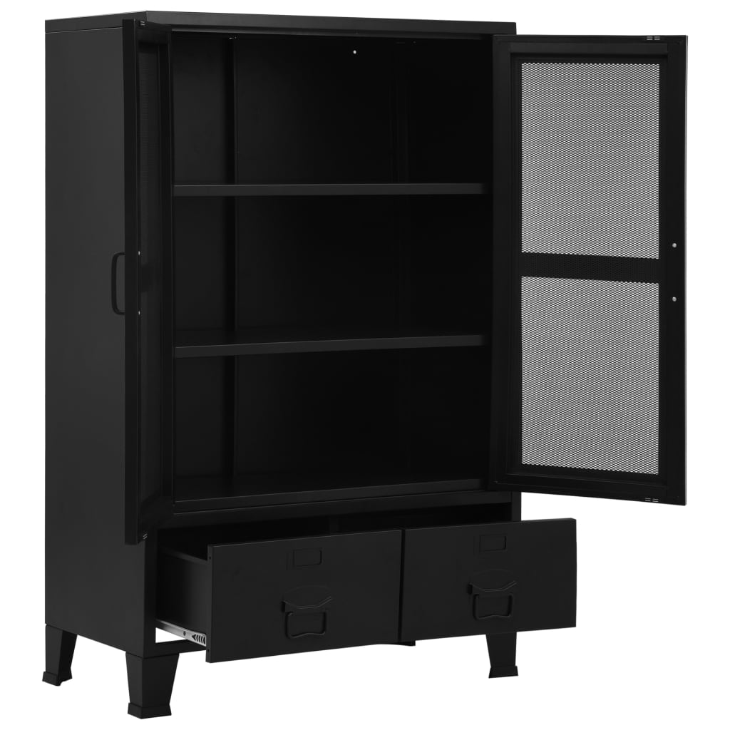 Office Cabinet With Mesh Doors Industrial Black 29.5&quot;X15.7&quot;X47.2&quot; Steel