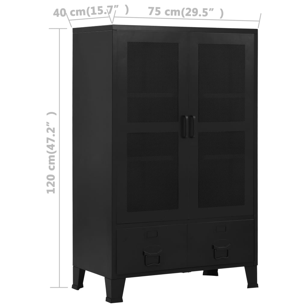 Office Cabinet With Mesh Doors Industrial Black 29.5&quot;X15.7&quot;X47.2&quot; Steel