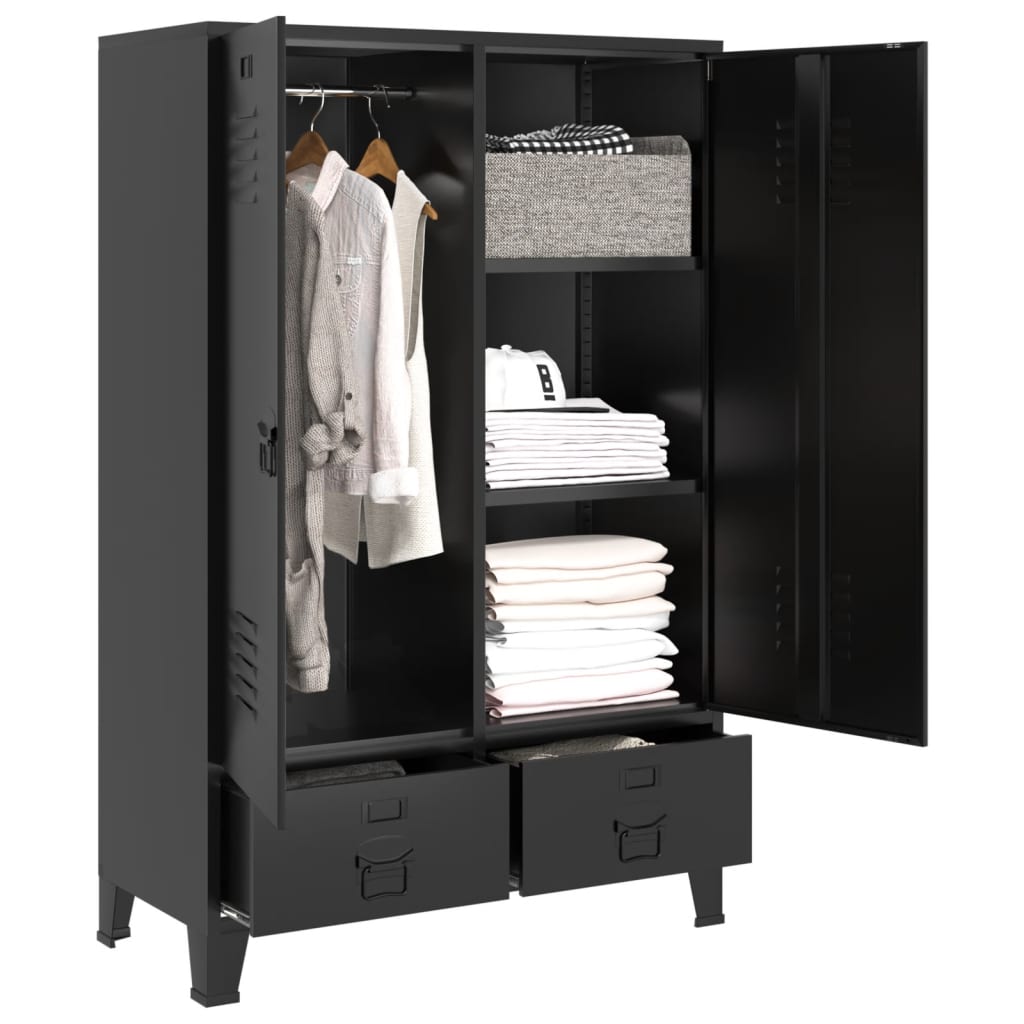 Wardrobe Industrial Black 35.4&quot;X15.7&quot;X55.1&quot; Steel