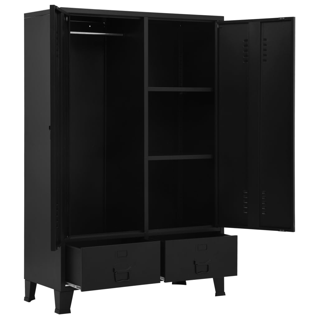 Wardrobe Industrial Black 35.4&quot;X15.7&quot;X55.1&quot; Steel