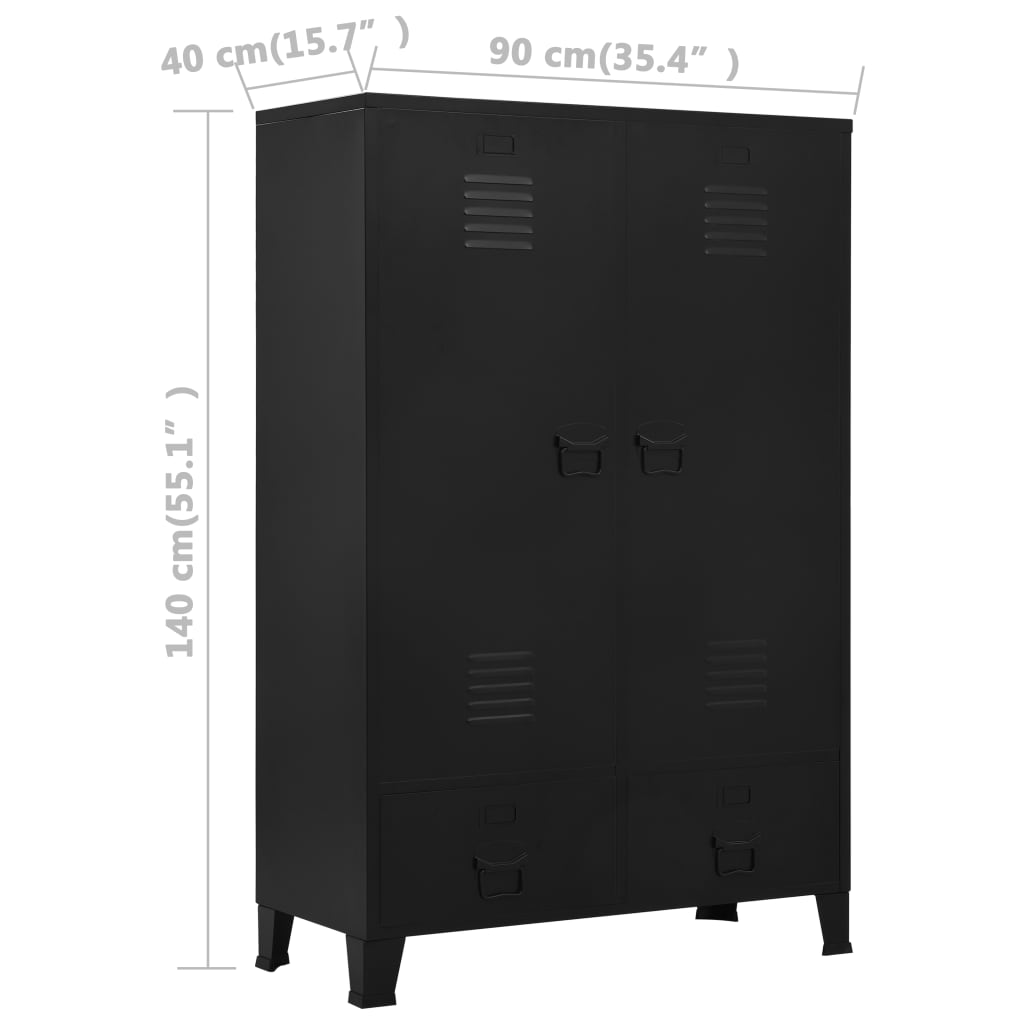 Wardrobe Industrial Black 35.4&quot;X15.7&quot;X55.1&quot; Steel