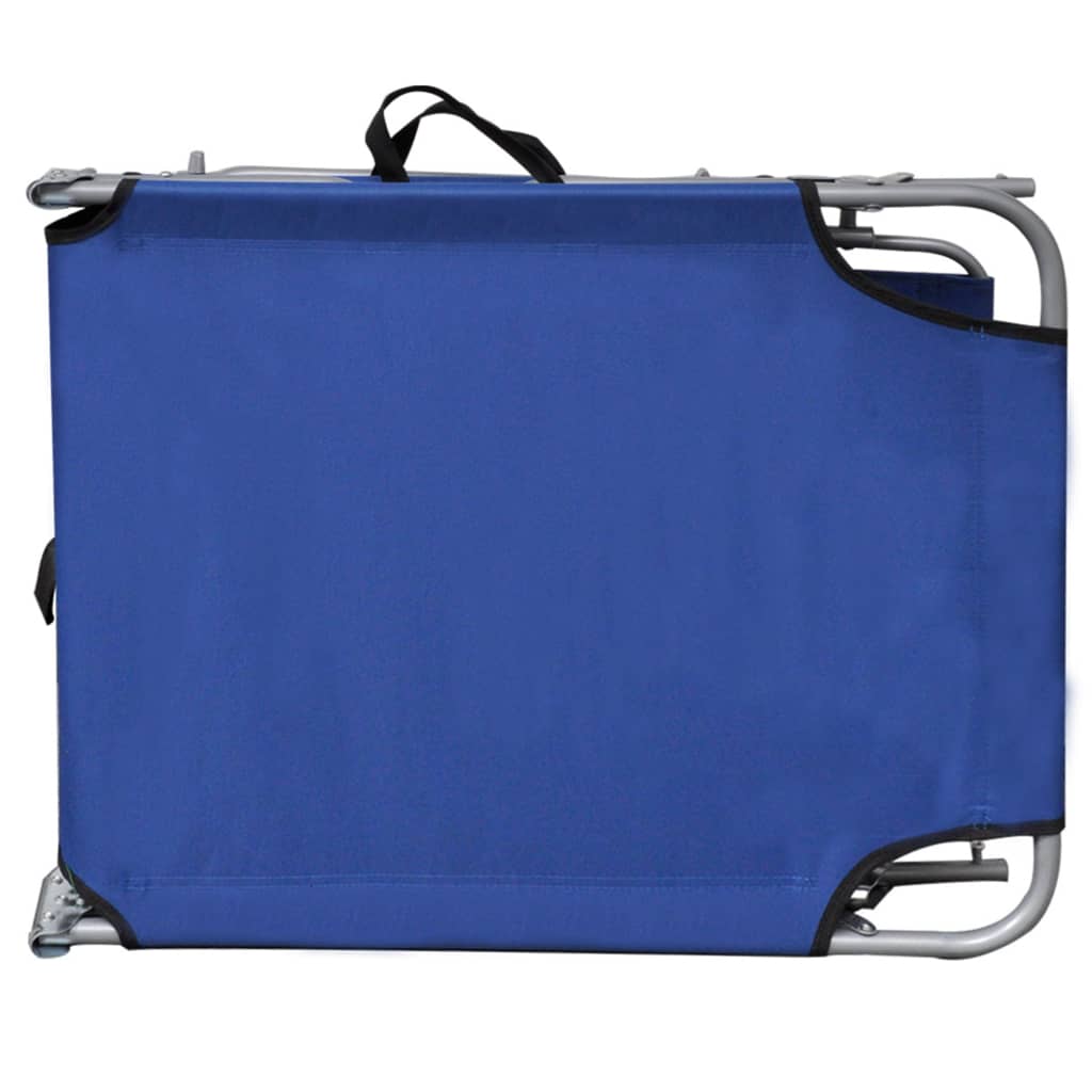 Folding Sun Lounger With Canopy Blue Aluminum