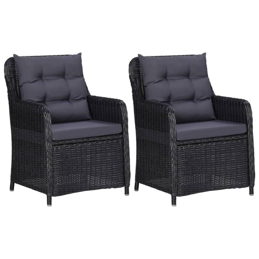 Patio Chairs 2 Pcs With Cushions Poly Rattan