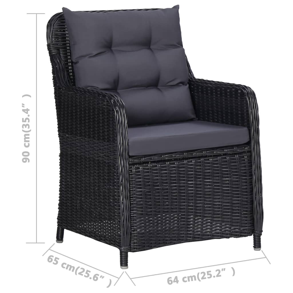 Patio Chairs 2 Pcs With Cushions Poly Rattan