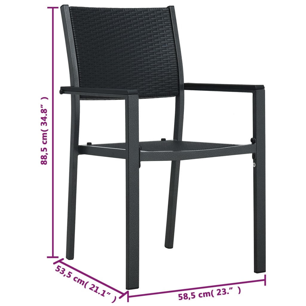 Patio Chairs 2 Pcs Plastic Rattan Look