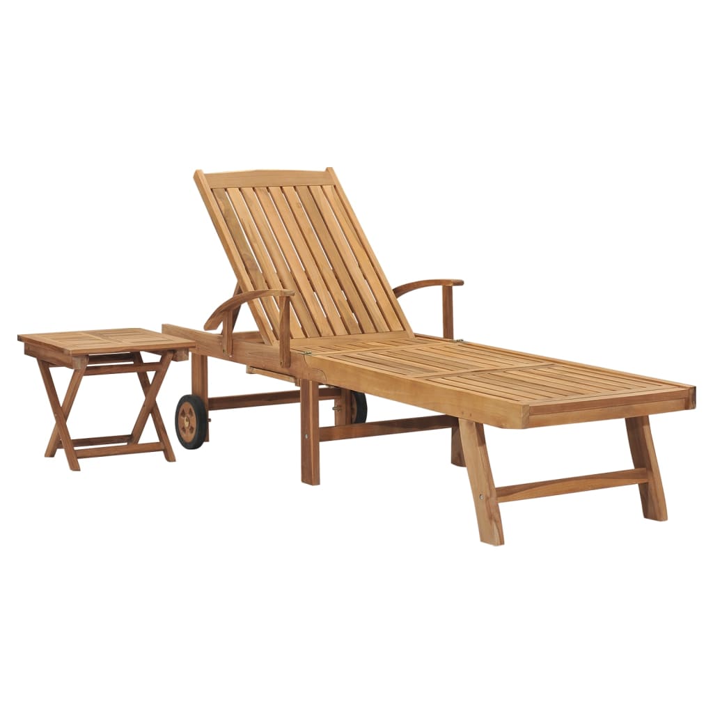 Sun Lounger Solid Teak Wood