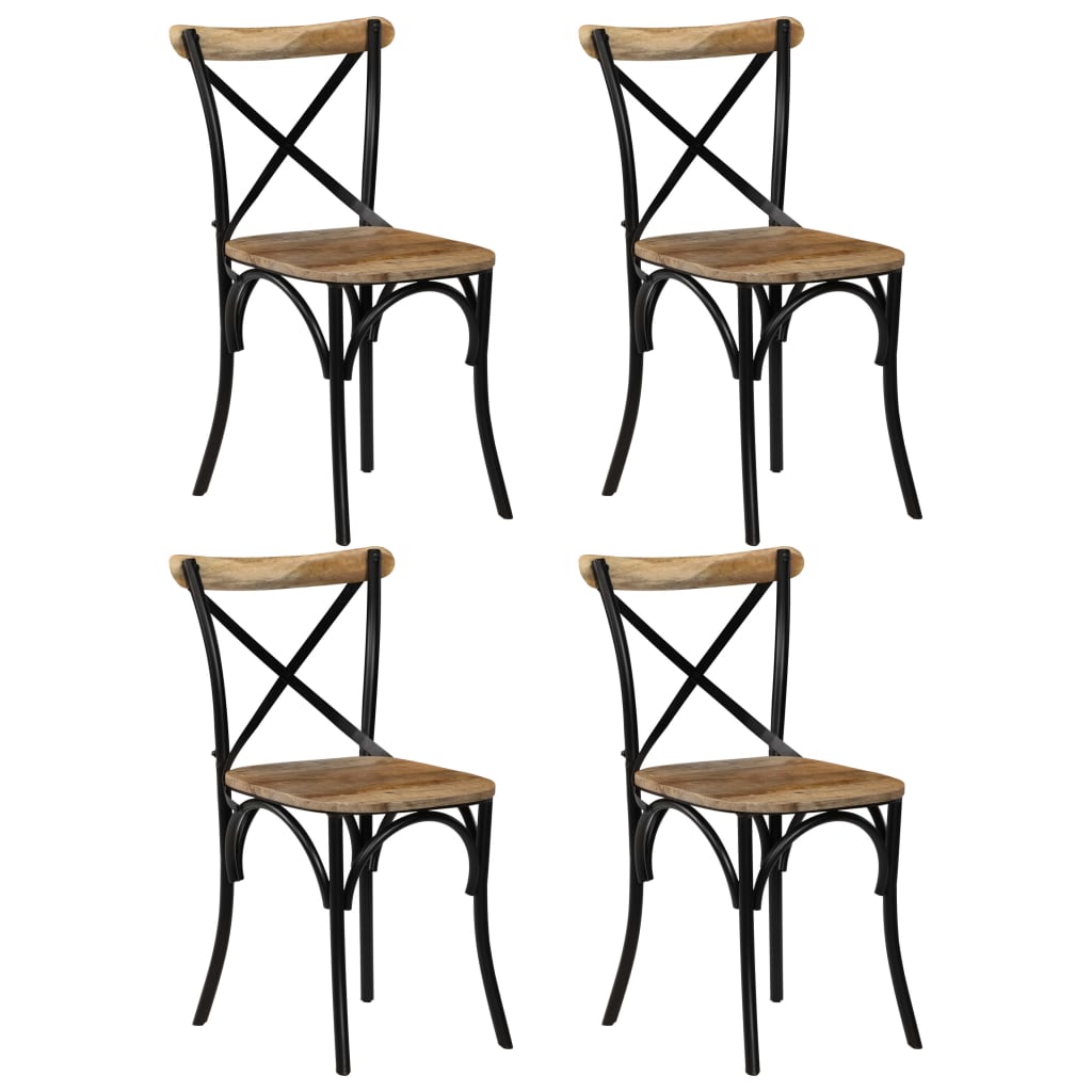 Cross Chairs 2 Pcs Black Solid Mango Wood