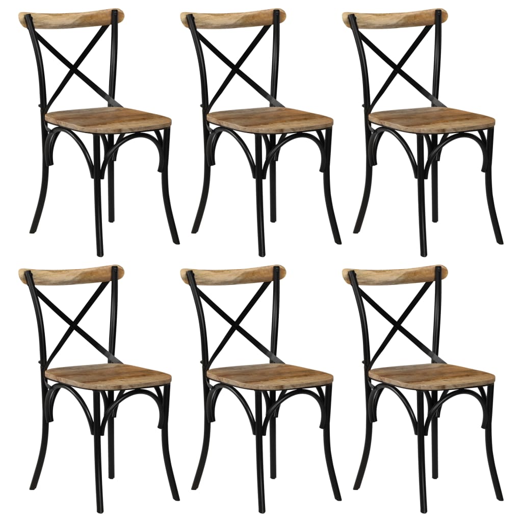 Cross Chairs 2 Pcs Black Solid Mango Wood