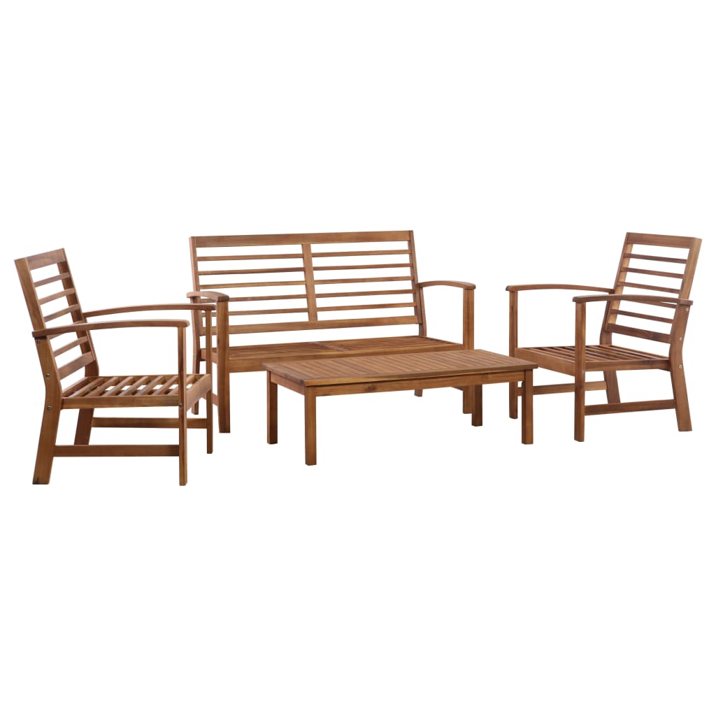 4 Piece Garden Lounge Set With Cushions Solid Acacia Wood