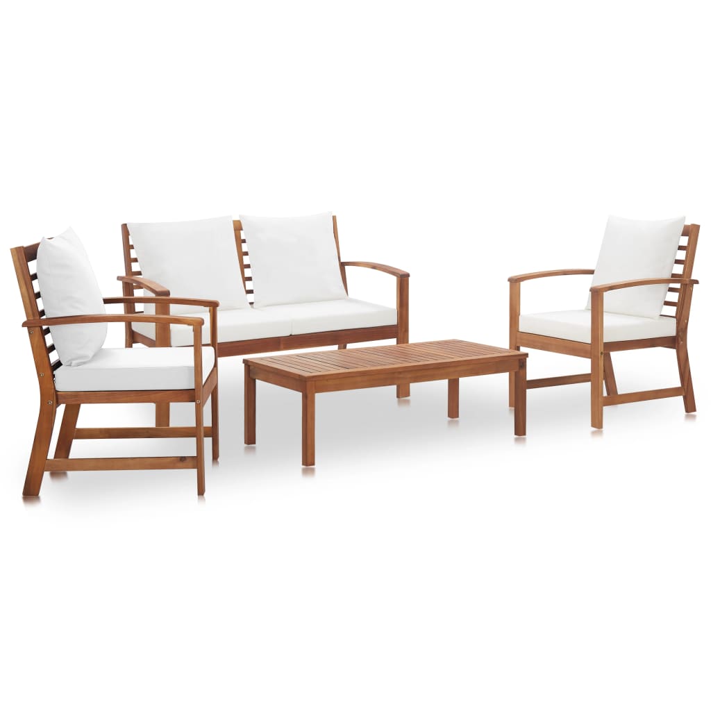 4 Piece Garden Lounge Set With Cushions Solid Acacia Wood