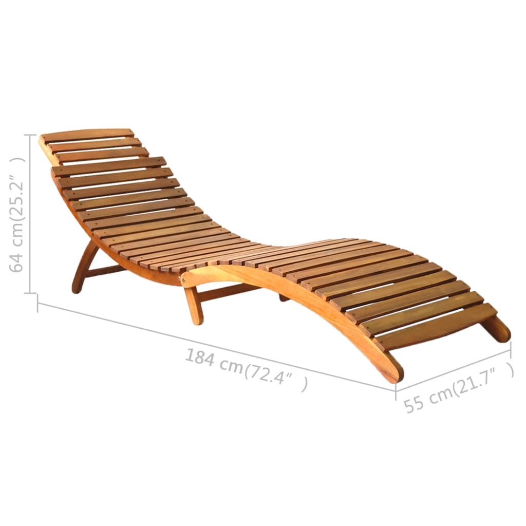 Sun Lounger Solid Acacia Wood