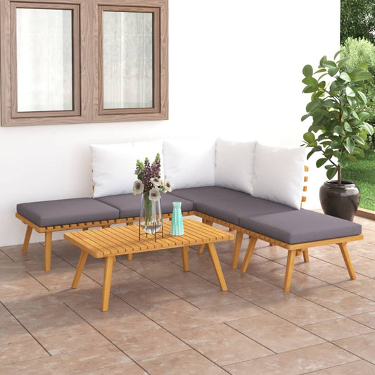 6 Piece Patio Lounge Set Solid Acacia Wood