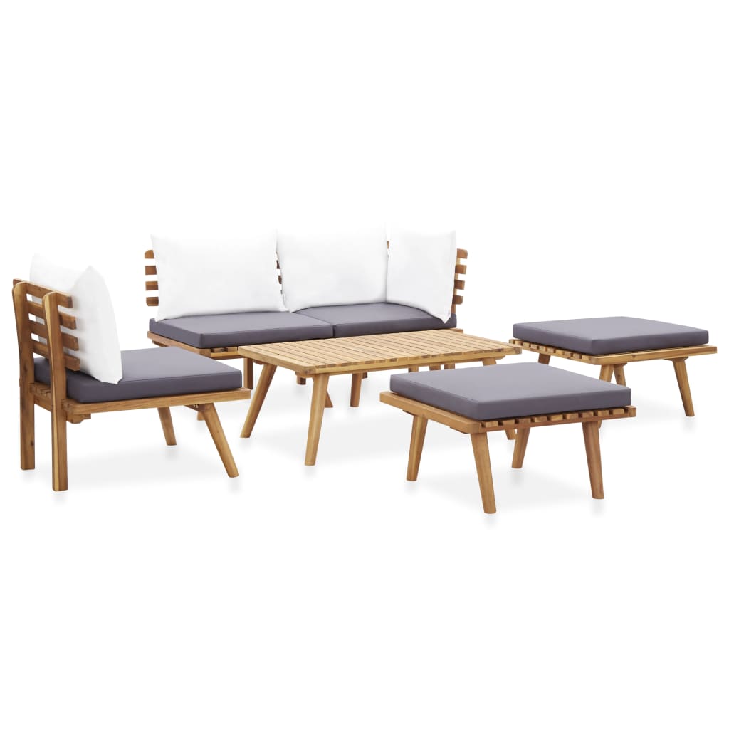 6 Piece Patio Lounge Set Solid Acacia Wood