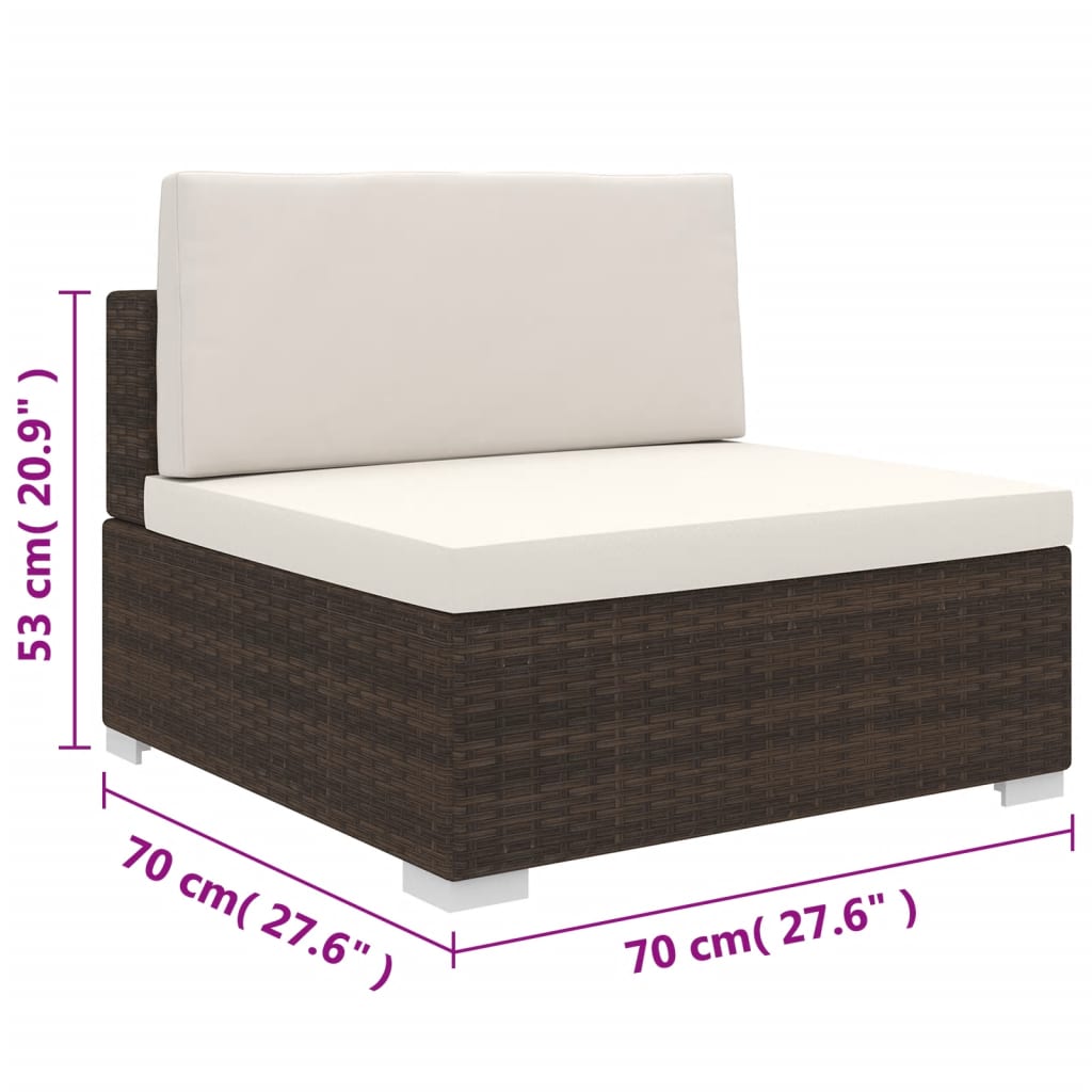 Sectional Middle Seat With Cushions Poly Rattan