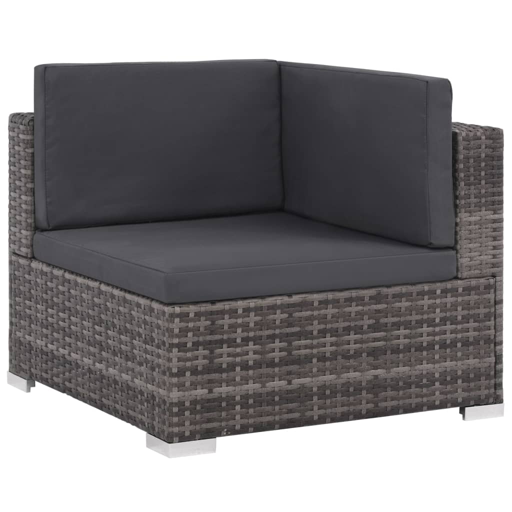 6 Piece Patio Lounge Set With Cushions Poly Rattan Gray