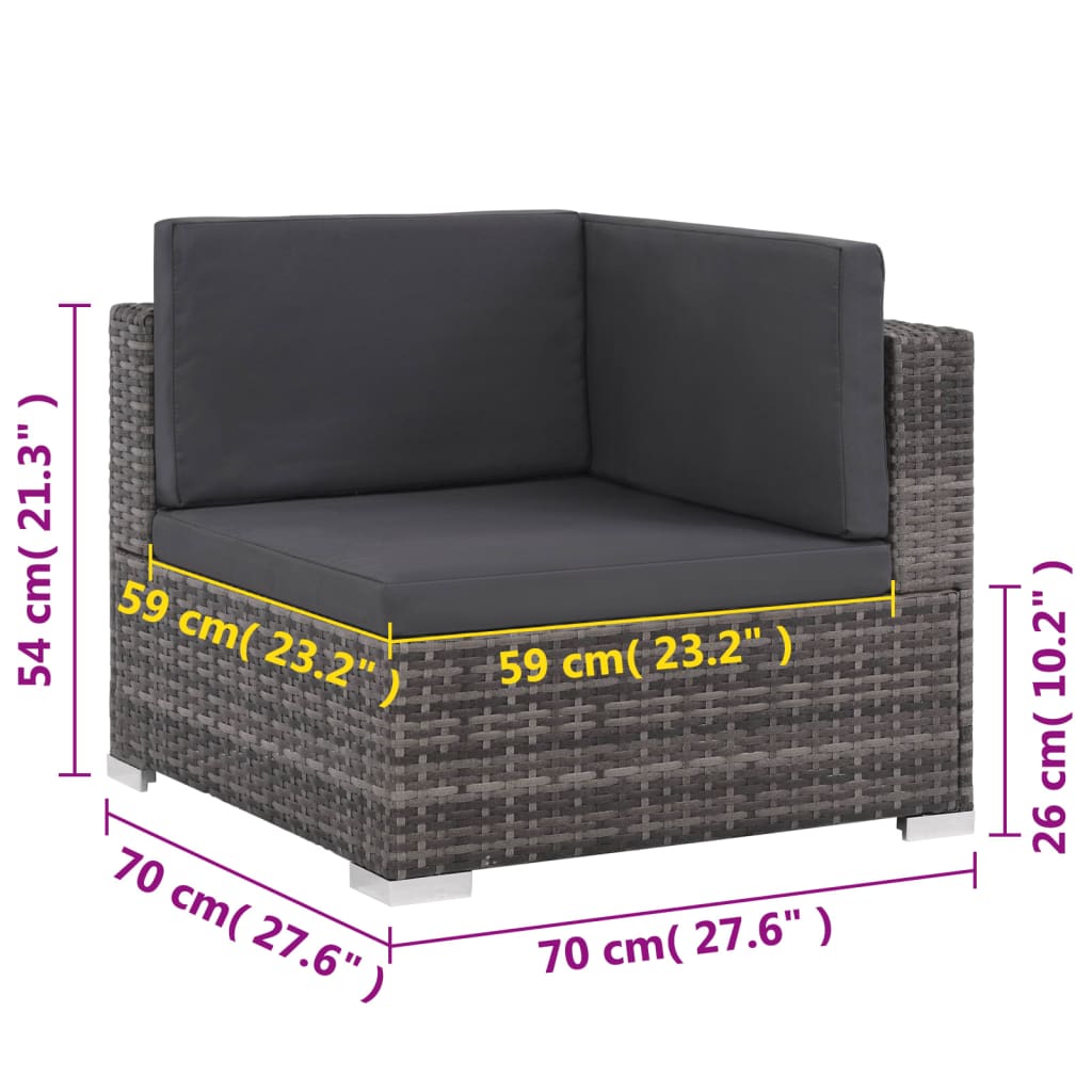 6 Piece Patio Lounge Set With Cushions Poly Rattan Gray