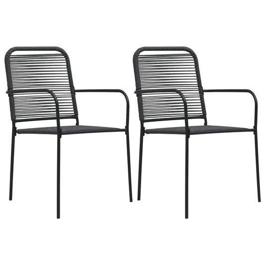 Patio Chairs 2 Pcs Cotton Rope And Steel Black