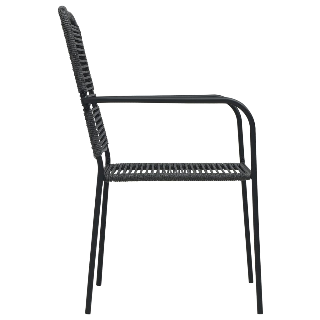 Patio Chairs 2 Pcs Cotton Rope And Steel Black