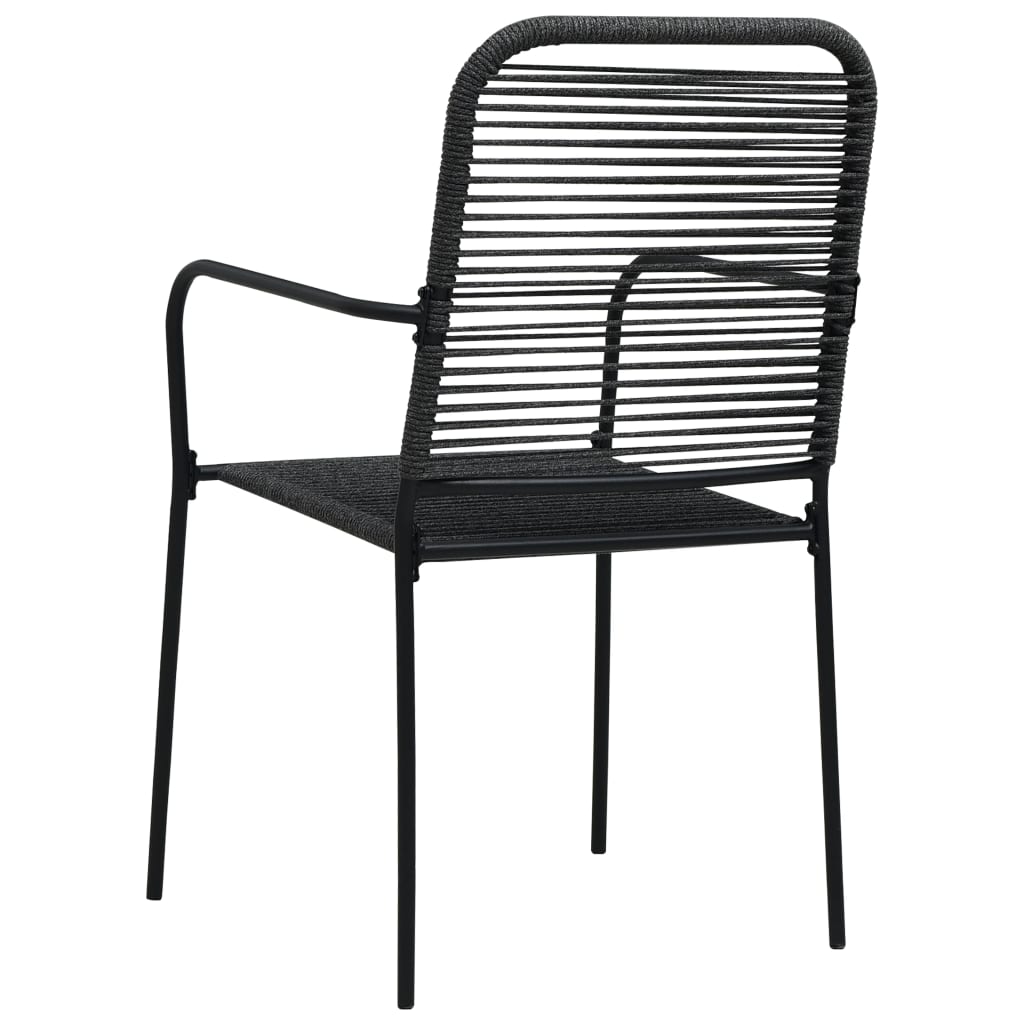 Patio Chairs 2 Pcs Cotton Rope And Steel Black