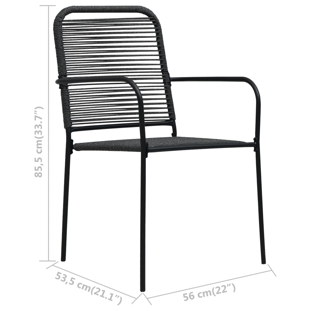 Patio Chairs 2 Pcs Cotton Rope And Steel Black