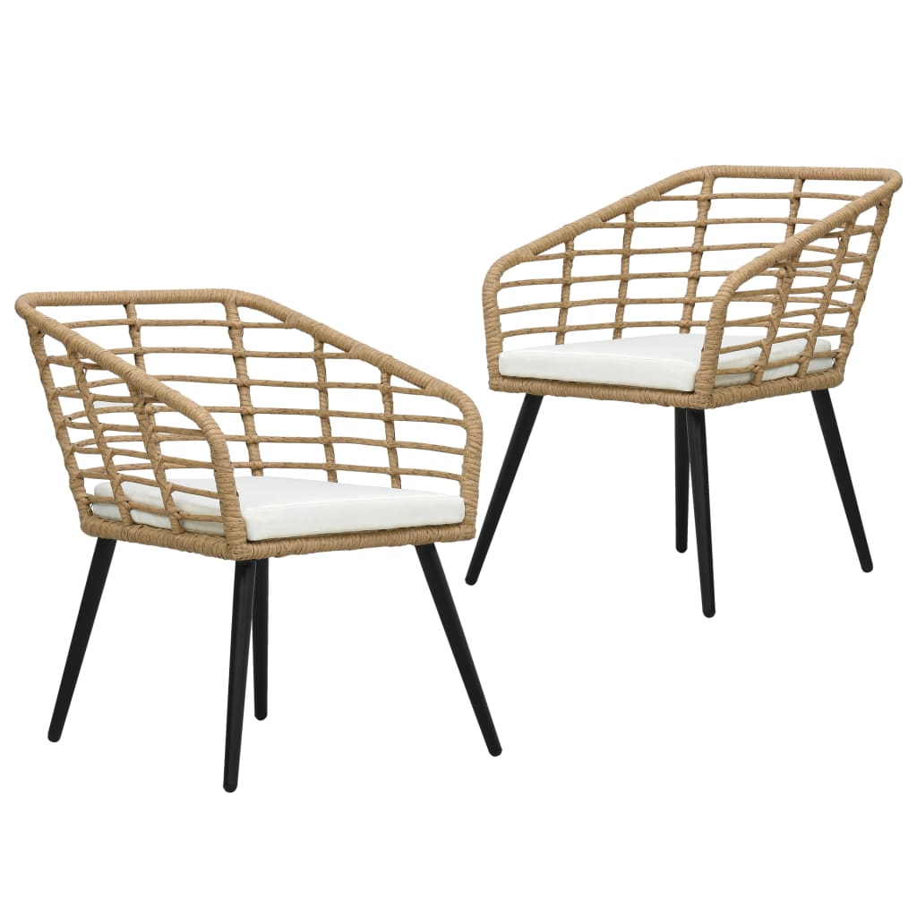 Patio Chairs With Cushions 2 Pcs Poly Rattan