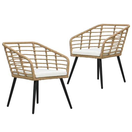 Patio Chairs With Cushions 2 Pcs Poly Rattan