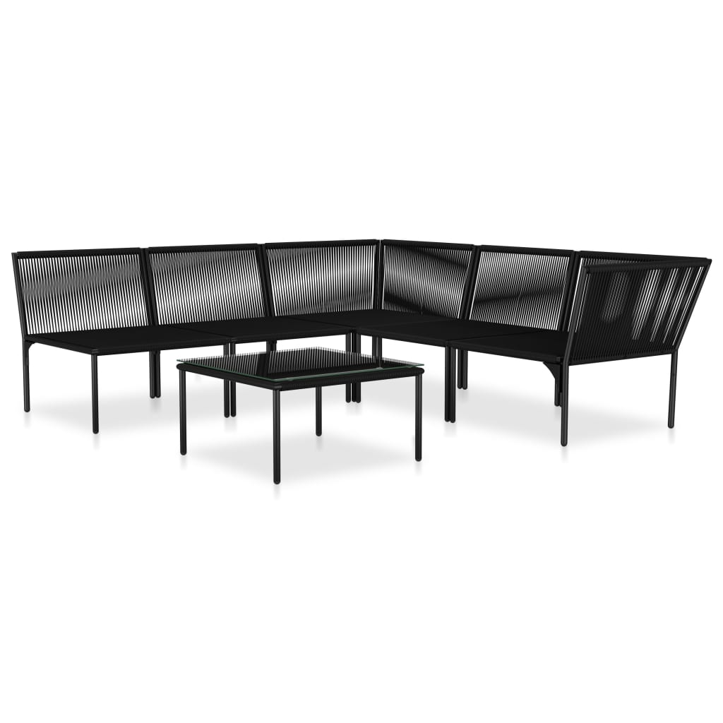 6 Piece Patio Lounge Set With Cushions Black Pvc